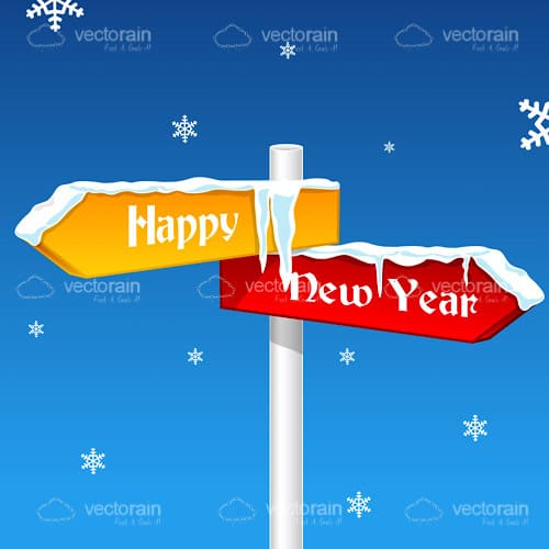Happy New Year on a Direction Sign